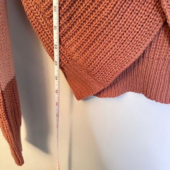 Boutique Color Block Pink Twist Back Knit Sweater M - Picture 5 of 10